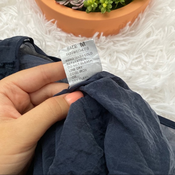 Giulia 100% Silk Italian Navy Blue Lace Blouse Top - Picture 7 of 7